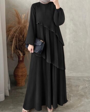 Elegant Women Loose Fit Maxi Dress Modest Casual Fashion Outfit