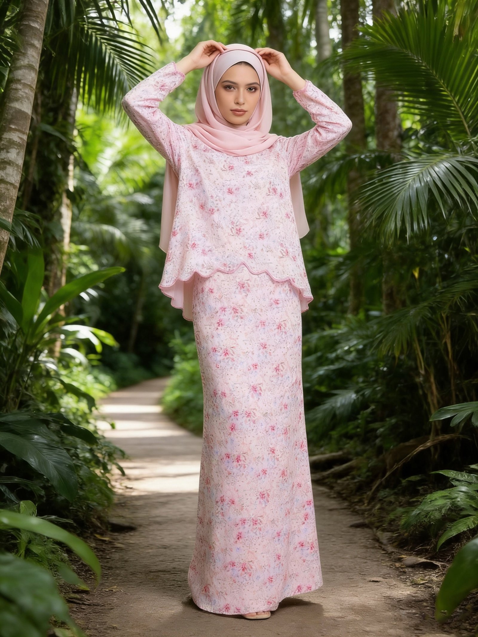 Comfortable Breathable Floral Two-Piece Set for Women Muslimah Fashion