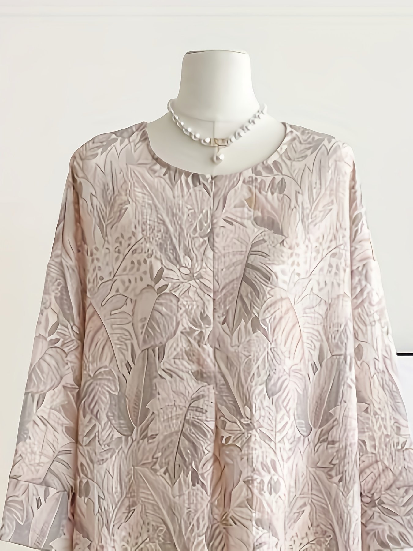Autumn Winter Women Floral Print Round Neck One-Piece Dress Elegant Fashion Wear