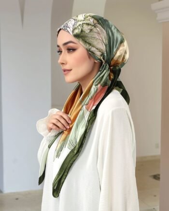Elegant Printed Muslimah Headscarf Hat Breathable Lightweight Hijab Cap for Women