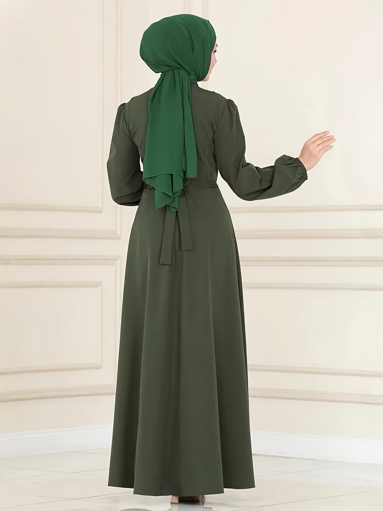 Chic Long Sleeve Abaya Dress with Belt Elegant Muslimah Modest Fashion for Women