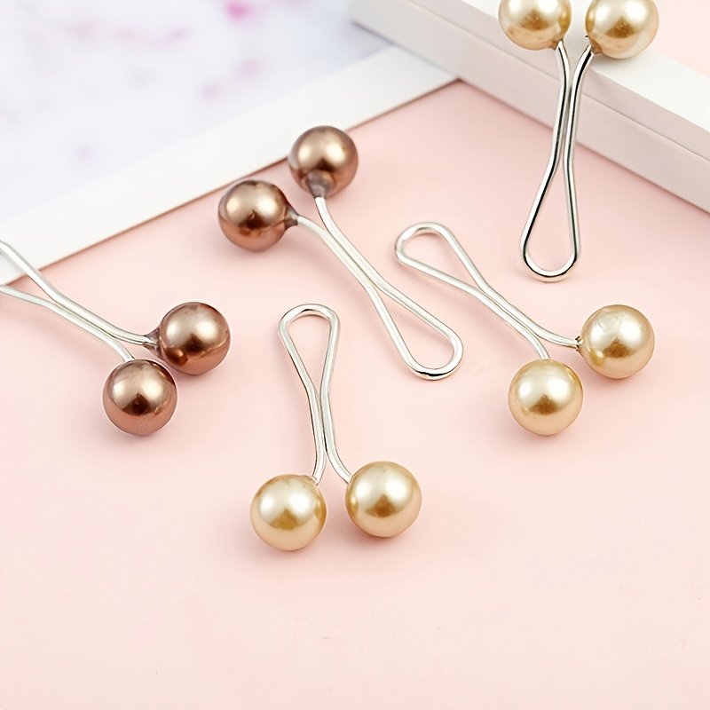 12PCS Pearl Headscarf Brooch Pin Anti-Slip Shawl & Scarf Clips for Women