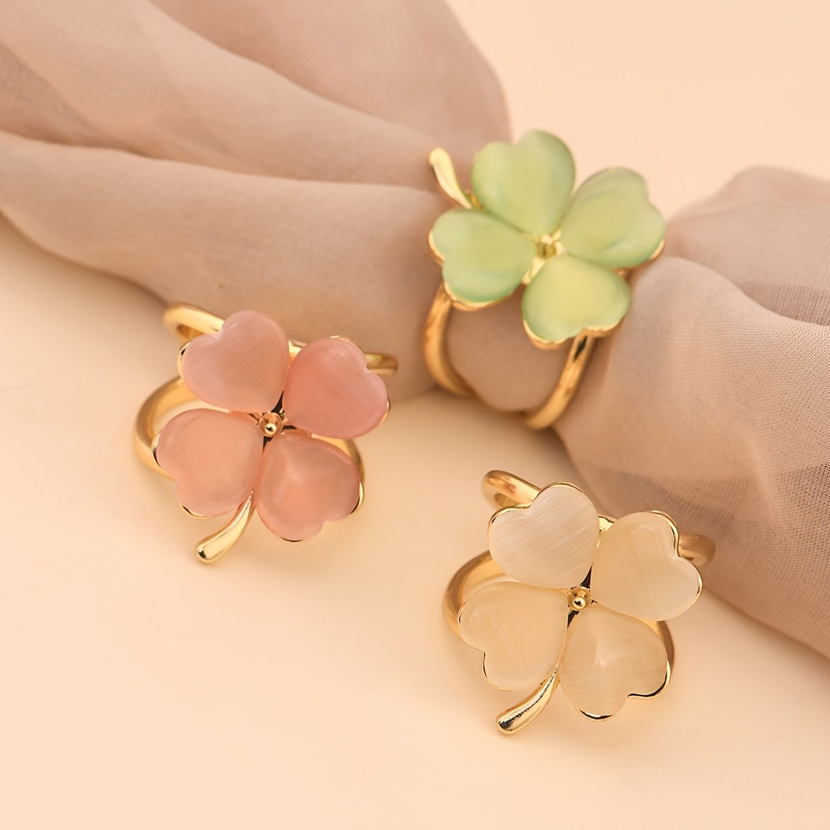 3PCS Minimalist Cat Eye Four-Leaf Clover Scarf Buckle Korean Style Hijab Accessories