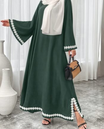 Scacto Middle Eastern Lace Muslim Robe Dress Spring Summer Modest Fashion Wear