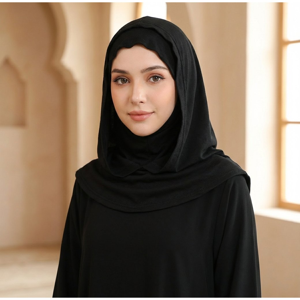 Elegant Double-Layer Hooded Headscarf Comfortable Ramadan & Eid Muslimah Hijab