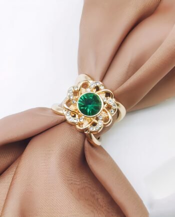 Dark Green Rhinestone Bow Multi-Functional Scarf Buckle Elegant Hijab Shawl Fastener
