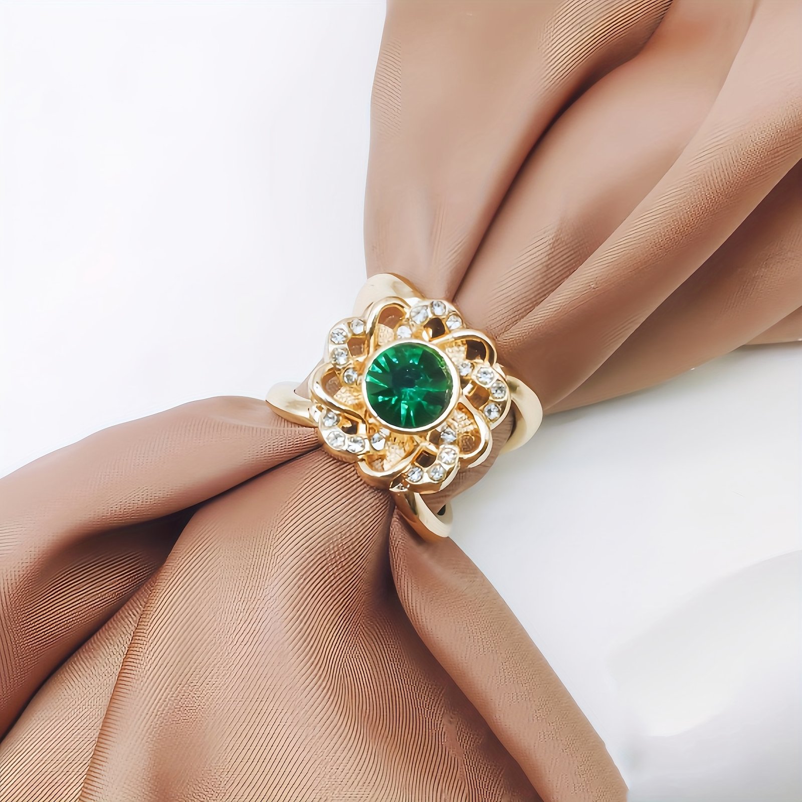Dark Green Rhinestone Bow Multi-Functional Scarf Buckle Elegant Hijab Shawl Fastener