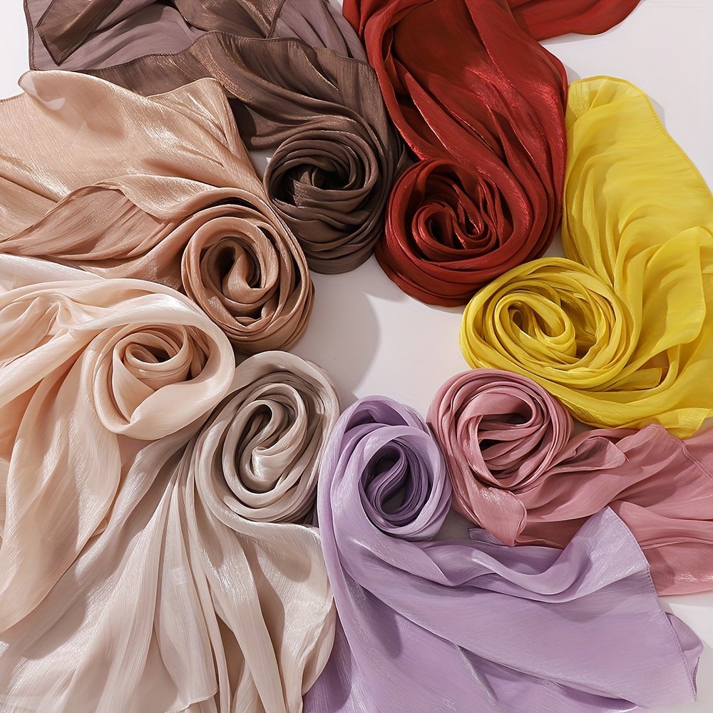 Elegant Pleated Chiffon Hijab Lightweight Muslimah Headscarf for Women