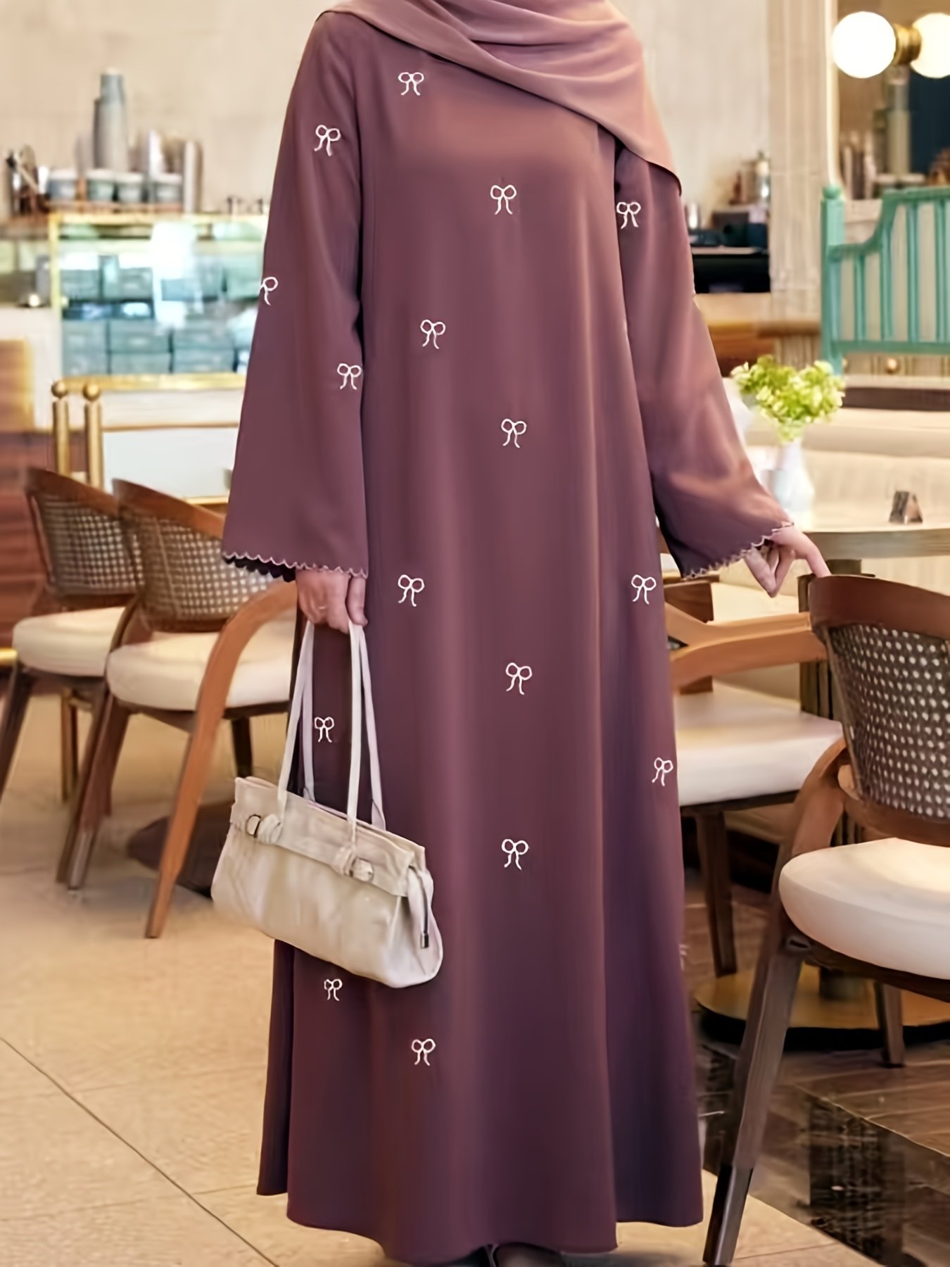 Middle Eastern Embroidered Long Sleeve Dress Retro Loose Muslimah Long Skirt