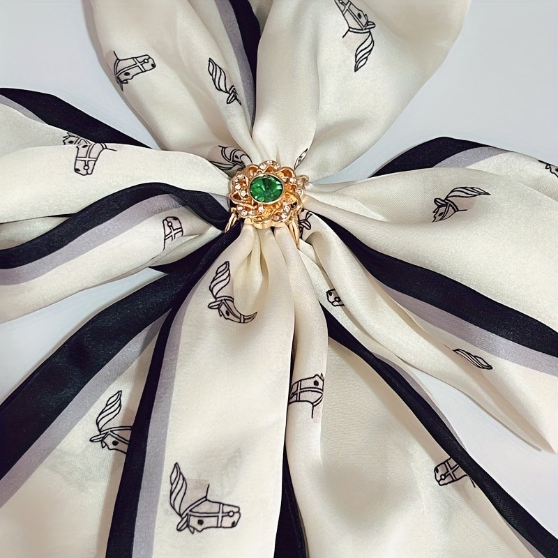 Dark Green Rhinestone Bow Multi-Functional Scarf Buckle Elegant Hijab Shawl Fastener