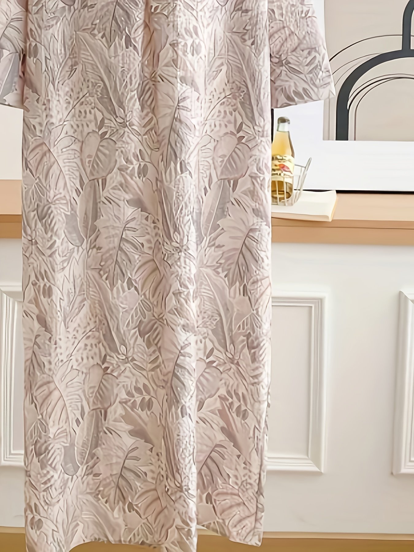 Autumn Winter Women Floral Print Round Neck One-Piece Dress Elegant Fashion Wear