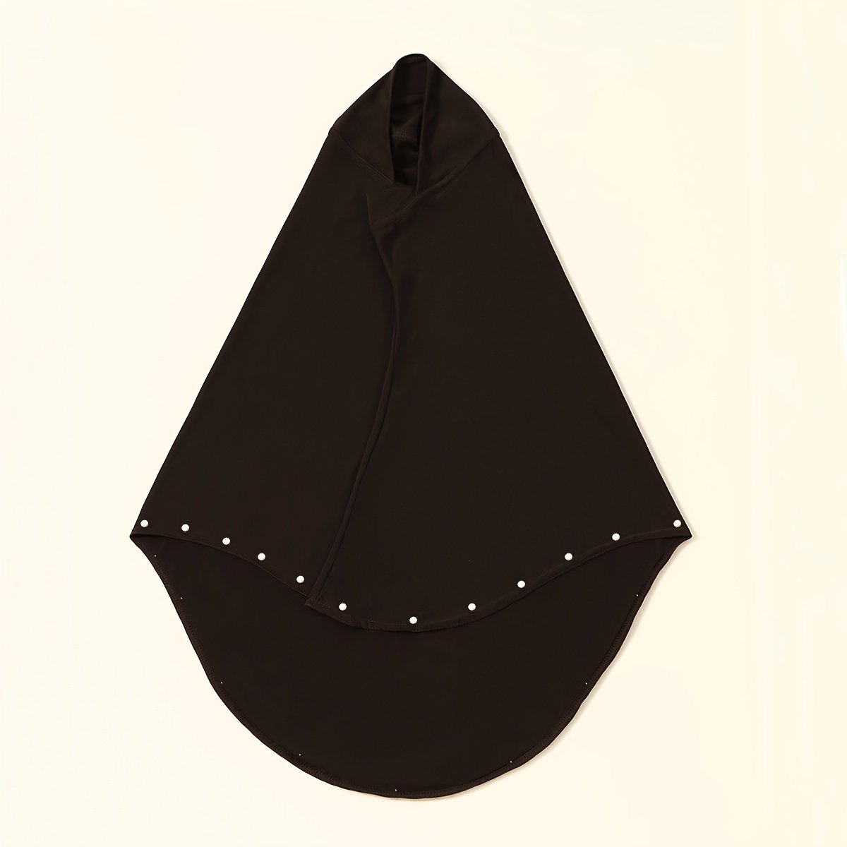 Elegant Beaded Neck Cover Headscarf Base Cap Breathable Muslimah Inner Hijab – Black