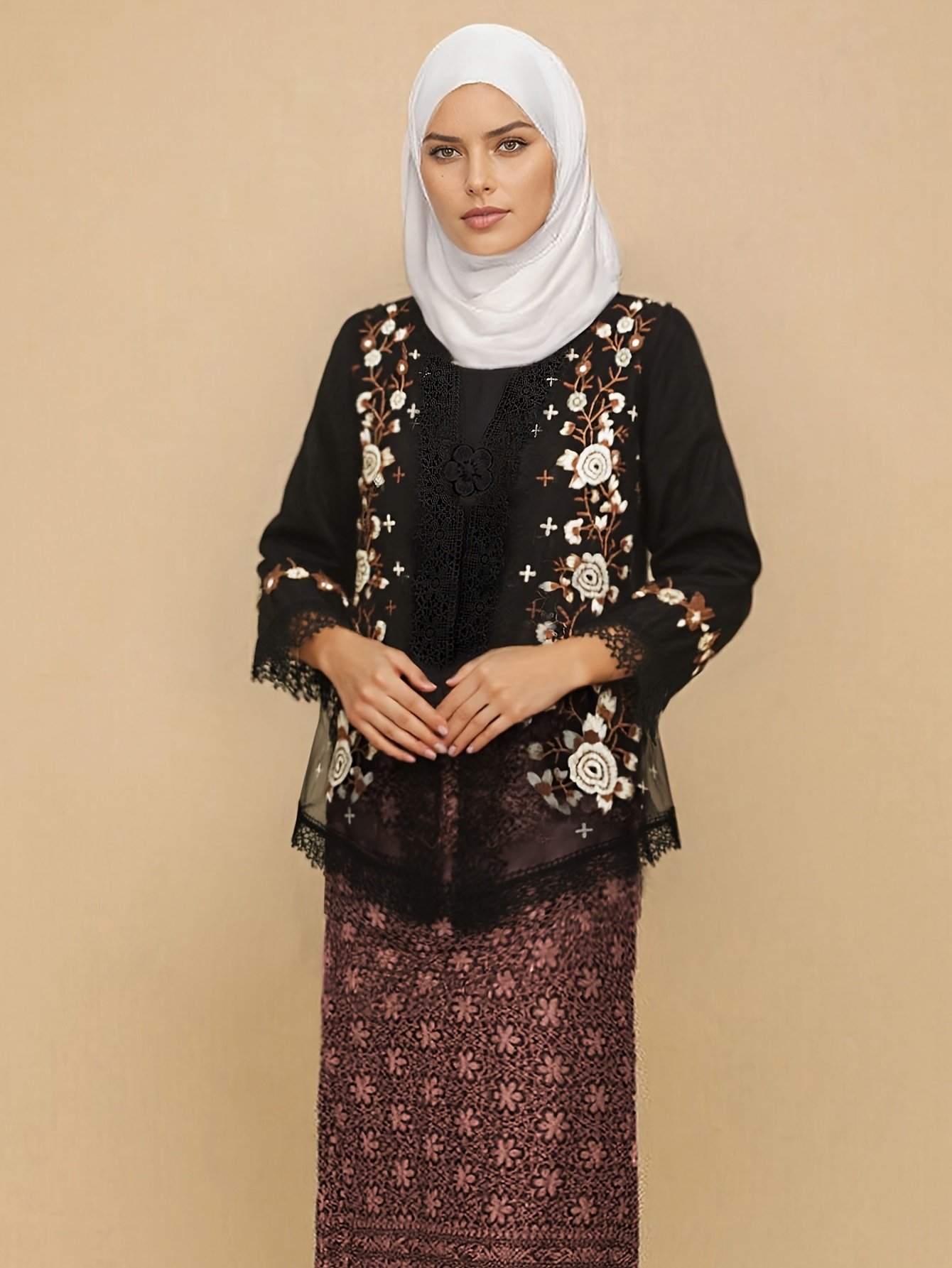 Modern Embroidered Kebaya Elegant Women Traditional Fashion Top