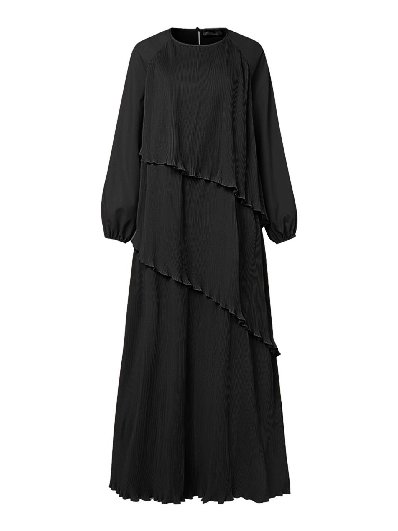 Elegant Women Loose Fit Maxi Dress Modest Casual Fashion Outfit