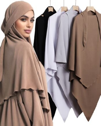 Long Muslimah Prayer Hijab with Tie Ready-to-Wear Headscarf for Abaya