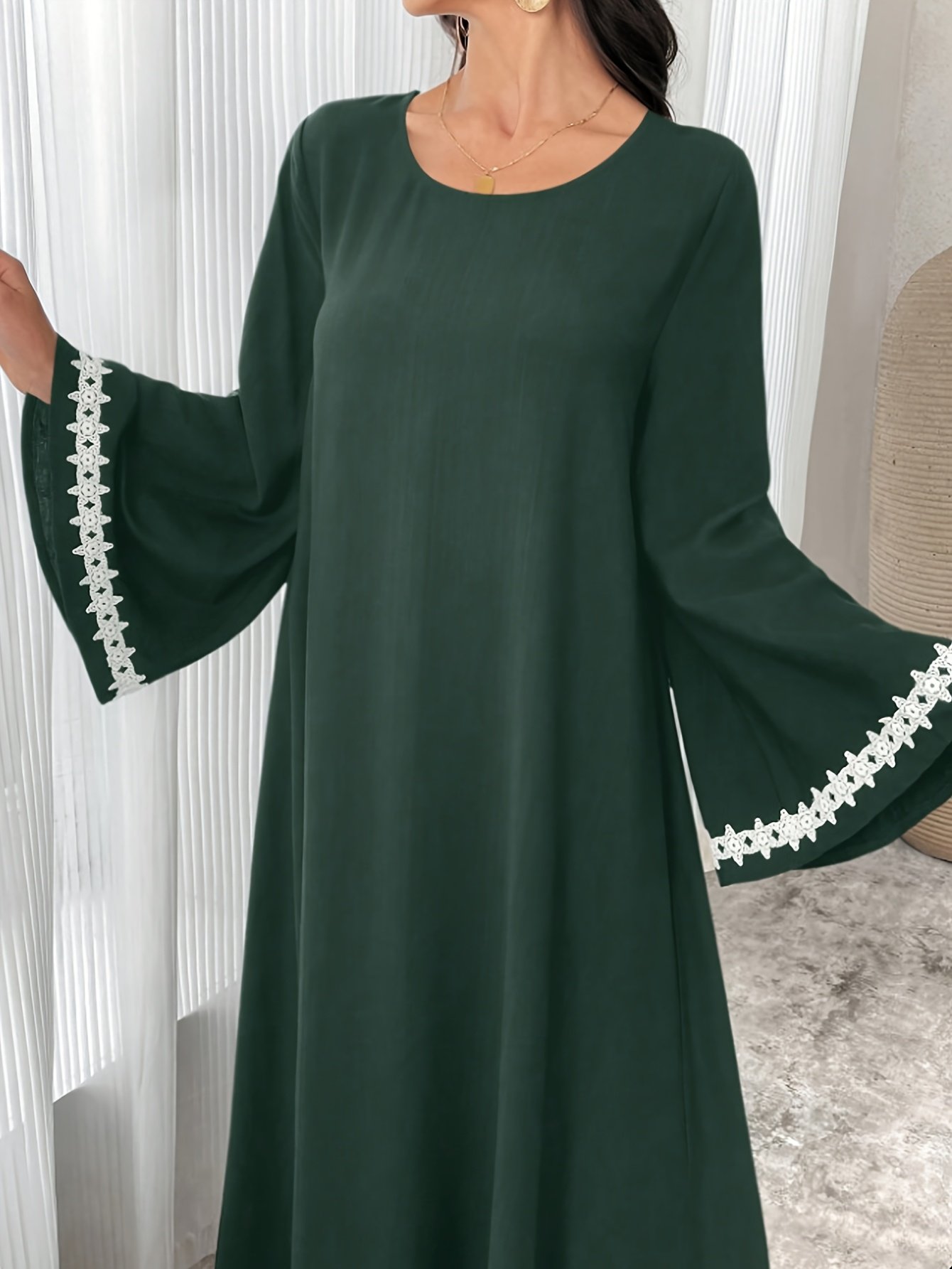 Scacto Middle Eastern Lace Muslim Robe Dress Spring Summer Modest Fashion Wear
