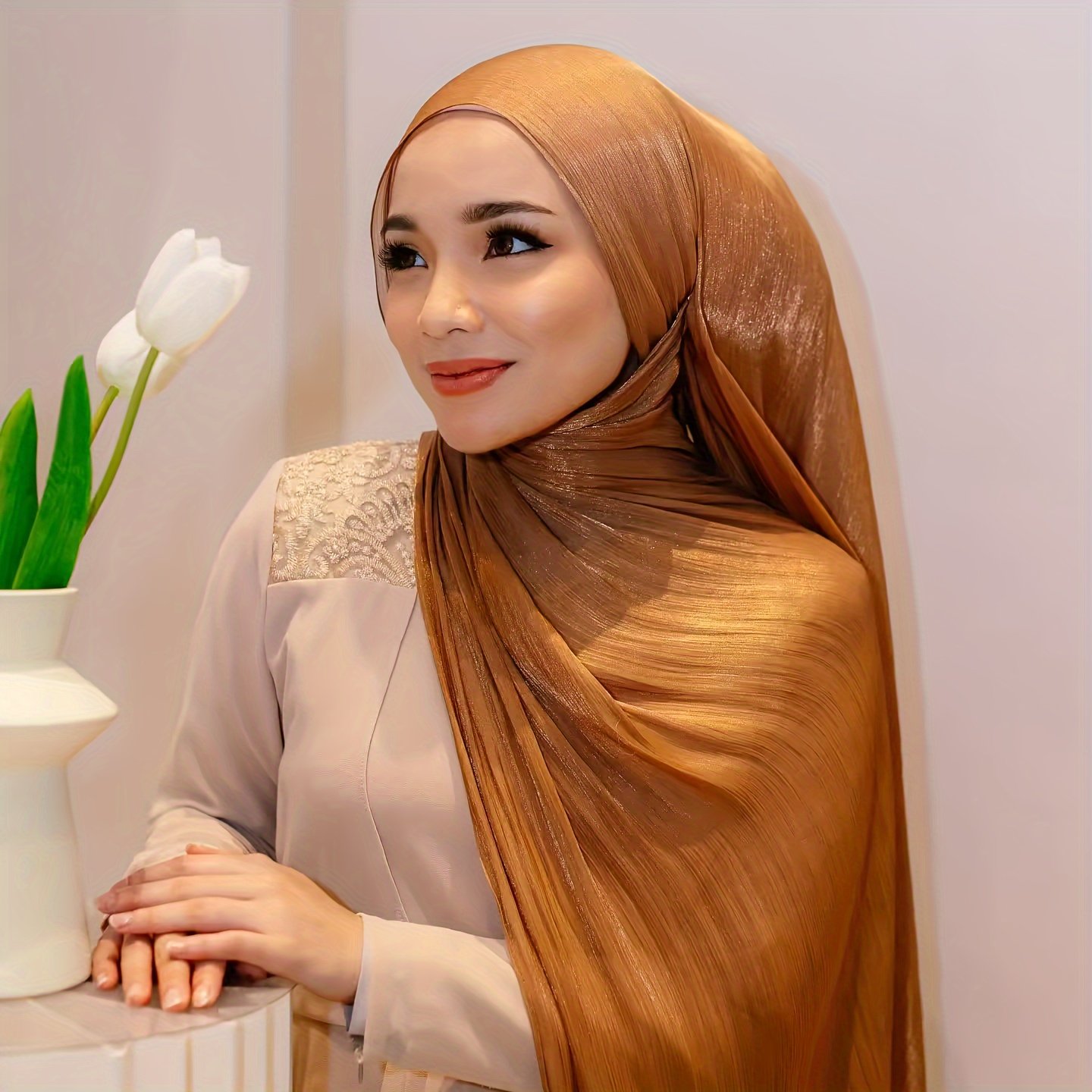 Elegant Pleated Chiffon Hijab Lightweight Muslimah Headscarf for Women