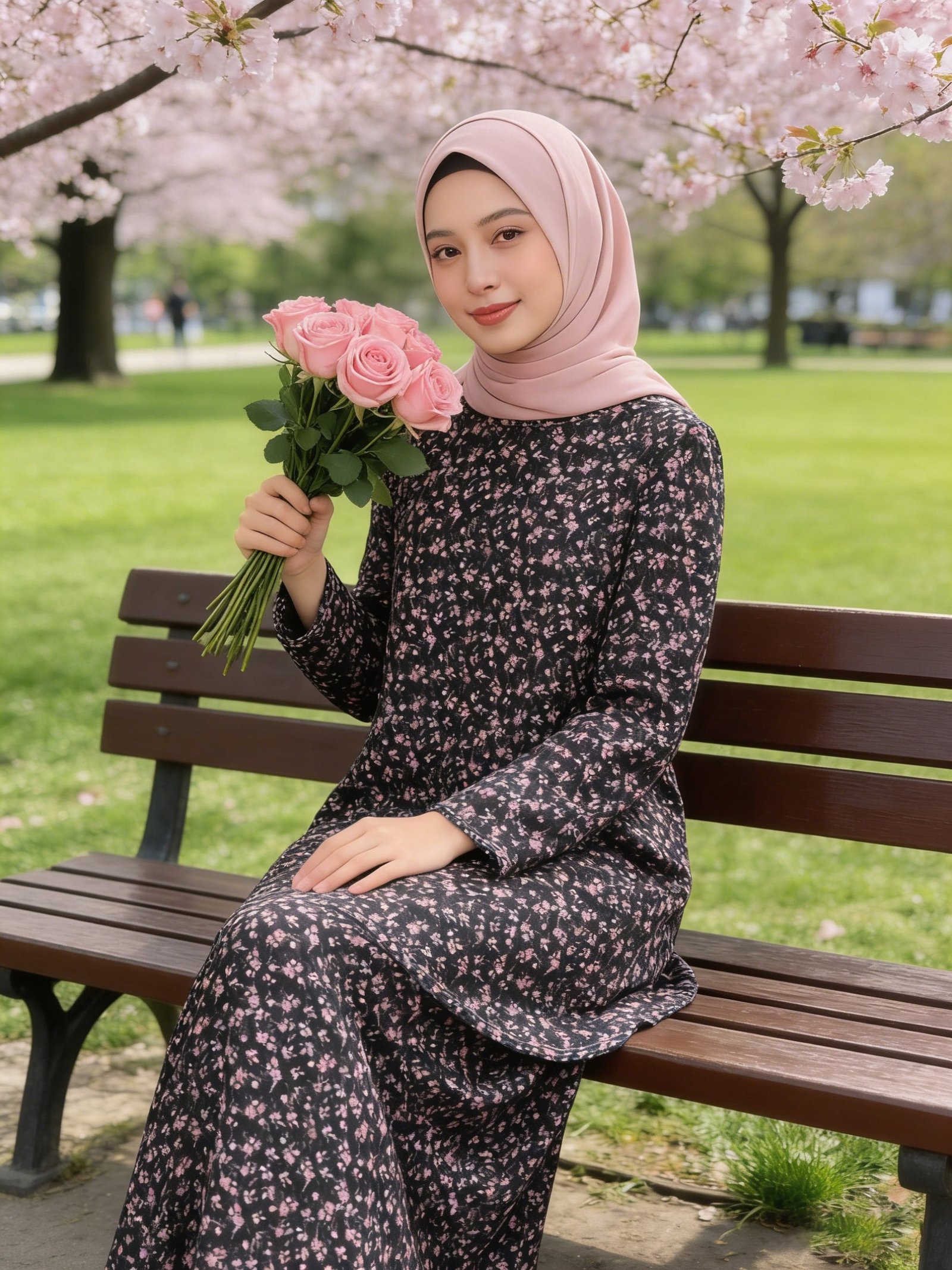 Elegant Floral Two-Piece Malay Women Set Affordable Muslimah Fashion Outfit
