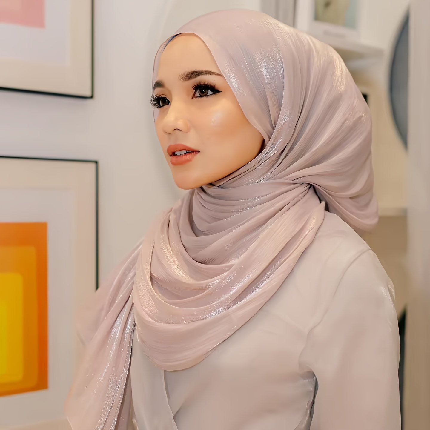 Elegant Pleated Chiffon Hijab Lightweight Muslimah Headscarf for Women