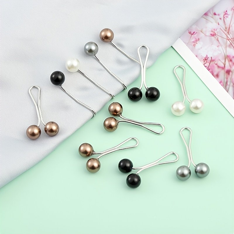 12PCS Pearl Headscarf Brooch Pin Anti-Slip Shawl & Scarf Clips for Women