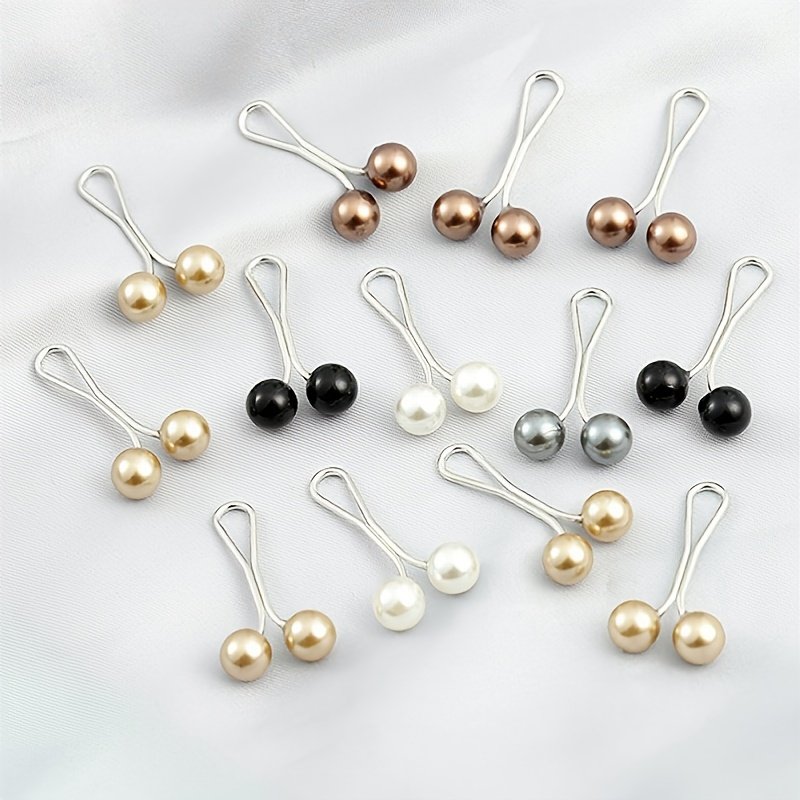 12PCS Pearl Headscarf Brooch Pin Anti-Slip Shawl & Scarf Clips for Women