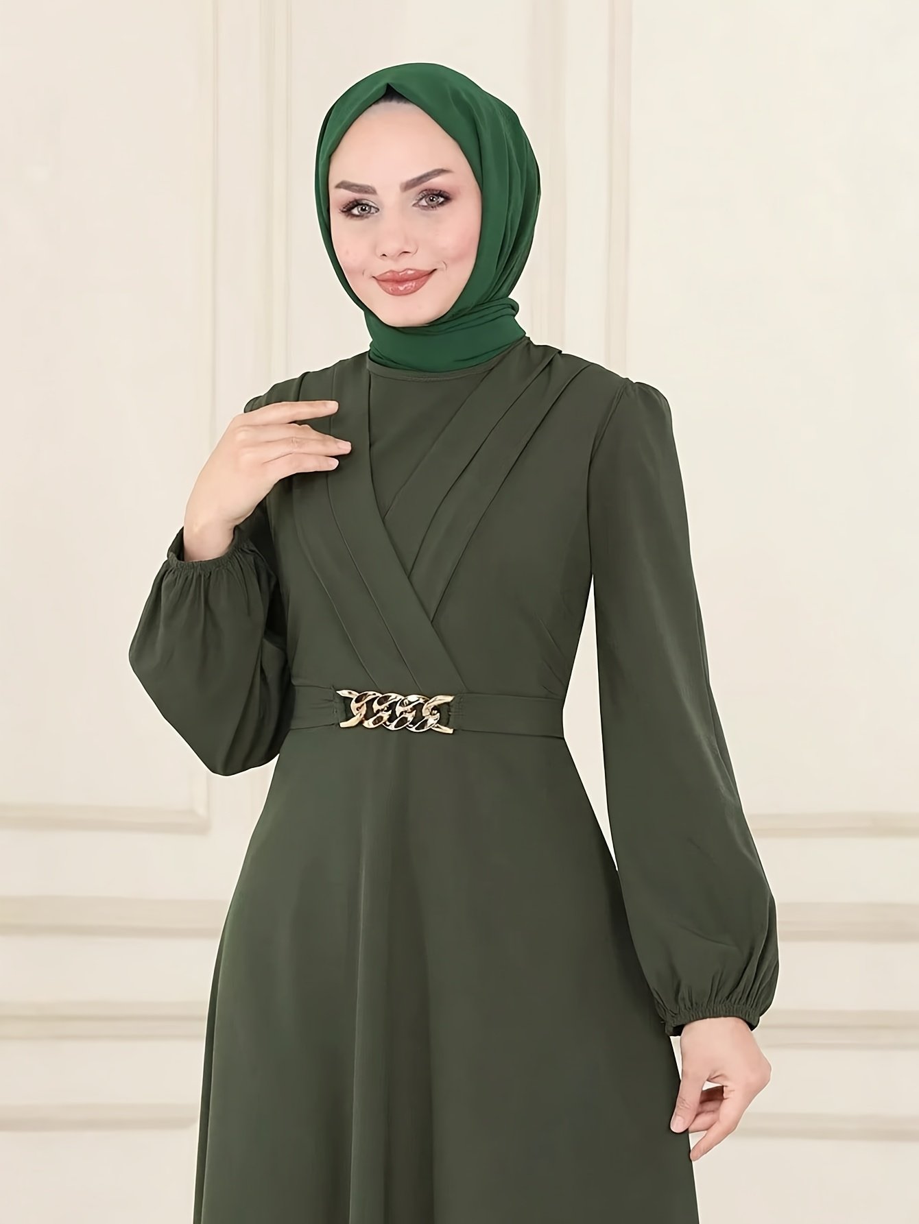 Chic Long Sleeve Abaya Dress with Belt Elegant Muslimah Modest Fashion for Women