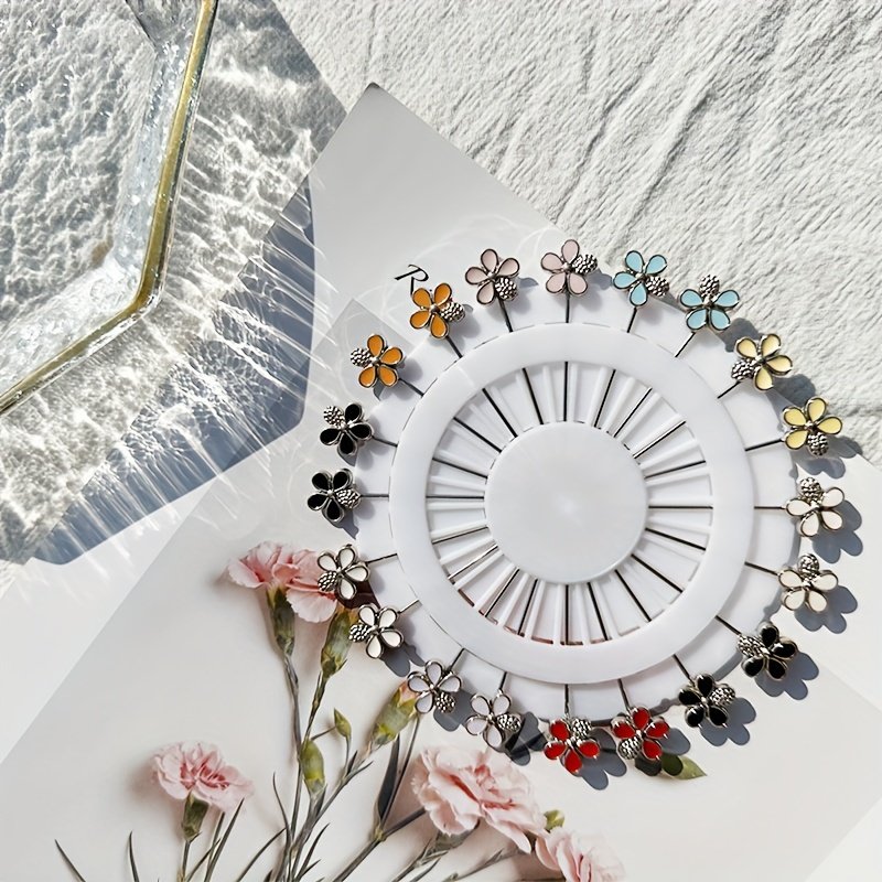 20PCS Floral Pattern Scarf Pin & Brooch Set Ramadan Muslimah Hijab Accessories