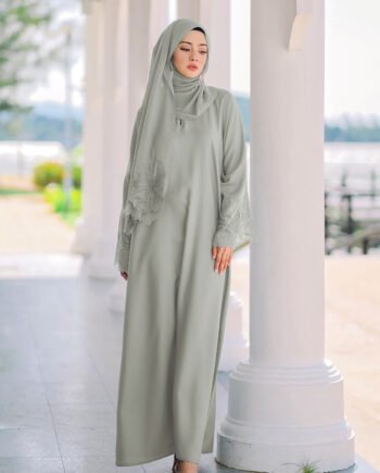 Eid Al-Fitr Muslimah Abaya Dress with Khimar & Headscarf Full Cover Prayer Wear