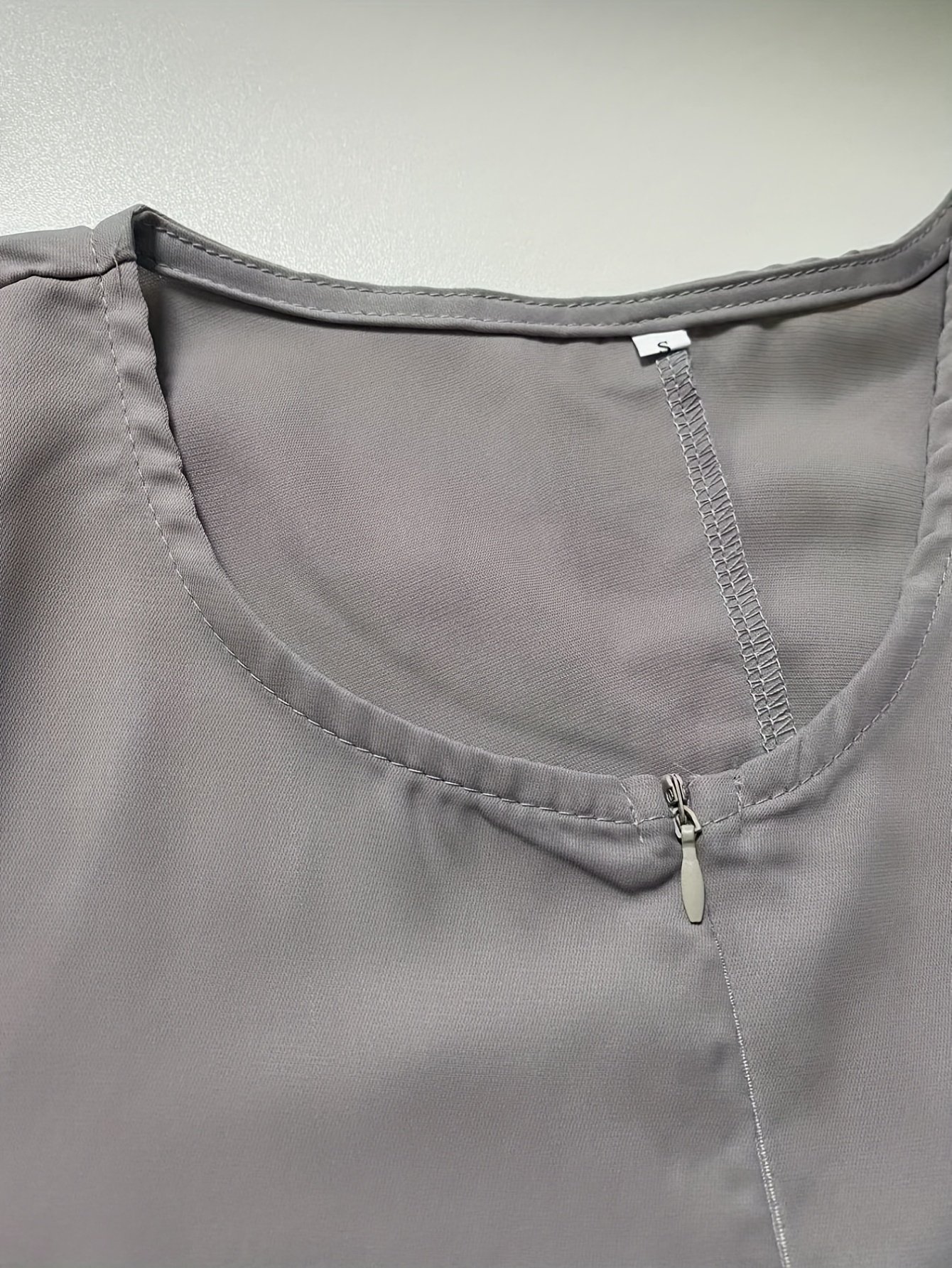 Casual Solid Color Loose Long Sleeve Arab Conservative Women Dress with Zipper Back