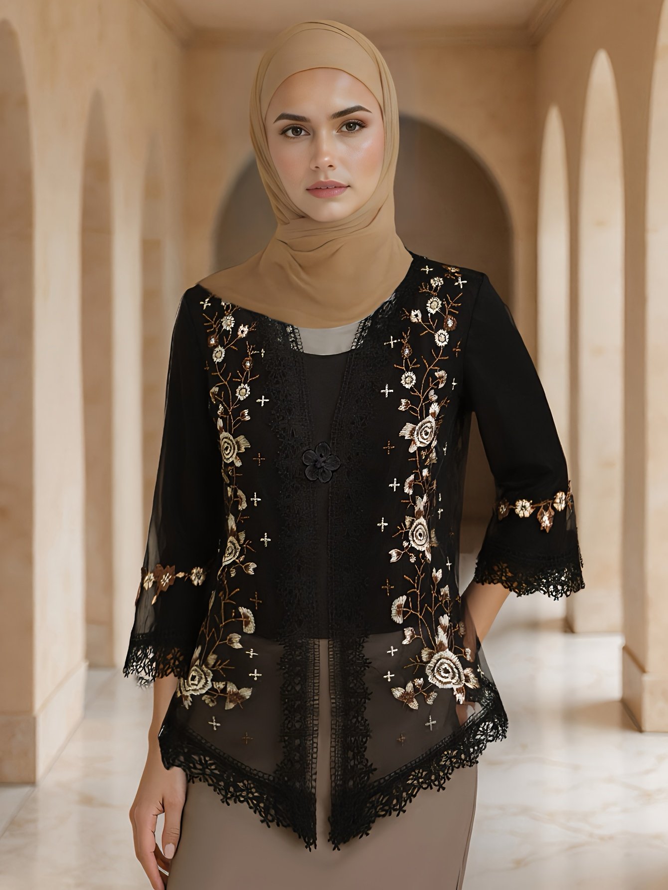 Modern Embroidered Kebaya Elegant Women Traditional Fashion Top