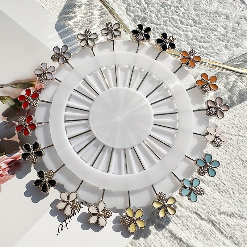 20PCS Floral Pattern Scarf Pin & Brooch Set Ramadan Muslimah Hijab Accessories