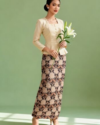 Batik Floral Mermaid Maxi Skirt for Kebaya & Baju Kurung Raya Formal Wear